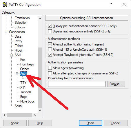 PuTTY login Step 2