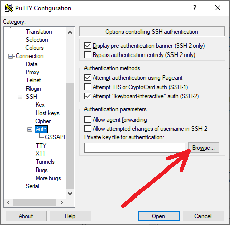 PuTTY login Step 3