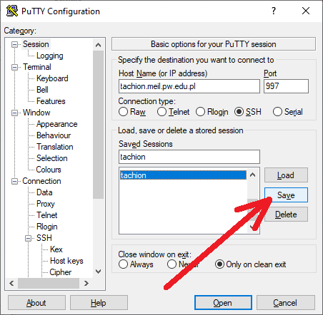 PuTTY login Step 4