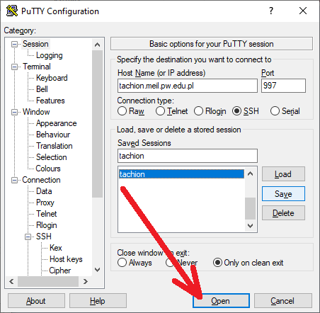 PuTTY login Step 5